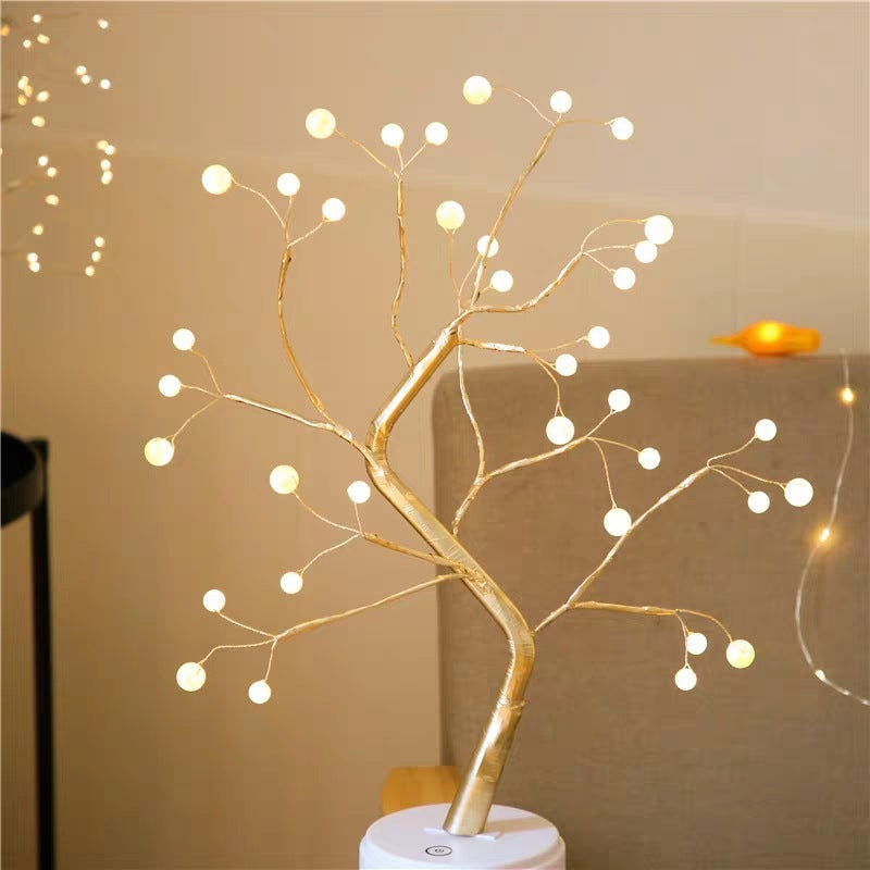 LuminaTree - Lámpara LED con forma de árbol con cable de cobre y USB para un ambiente acogedor y mágico